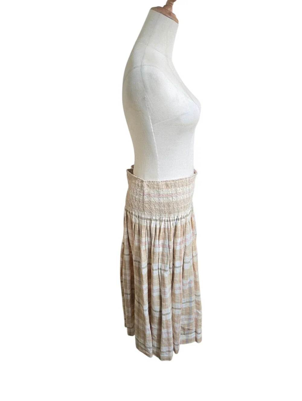 Tommy Hilfiger Beige Plaid Midi Skirt